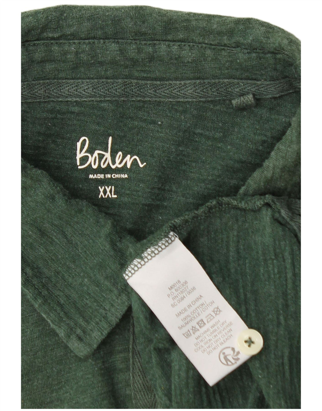BODEN Mens Long Sleeve Polo Shirt 2XL Green Cotton