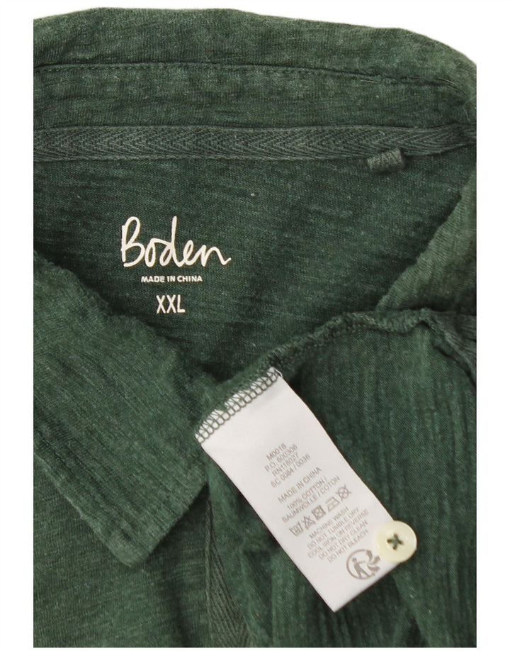 BODEN Mens Long Sleeve Polo Shirt 2XL Green Cotton