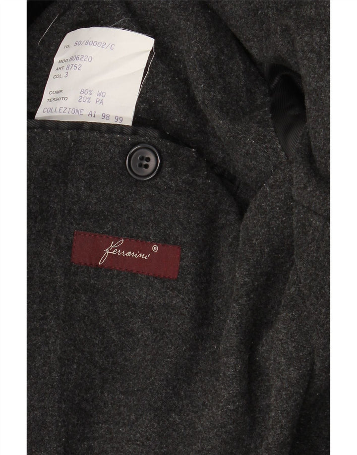 VINTAGE Mens Double Breasted Coat IT 50 Large Navy Blue Wool