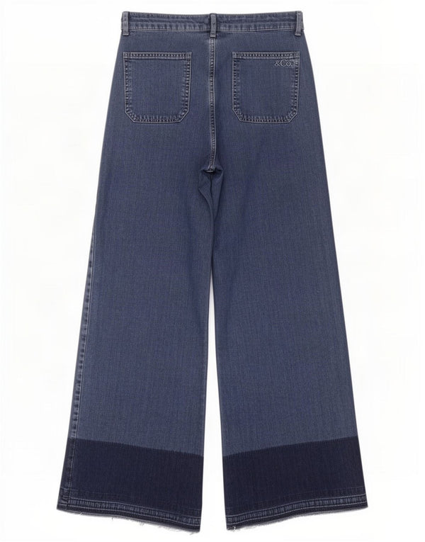 Max&Co. Womens High Waist Wide Leg Jeans W28 L30 Blue Colourblock Cotton