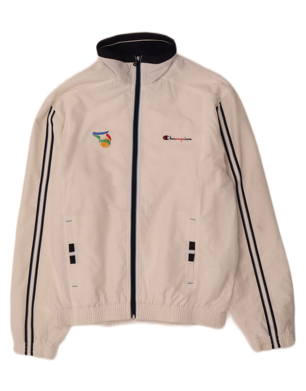 Champion Mens Tracksuit Top Jacket Medium White Polyester