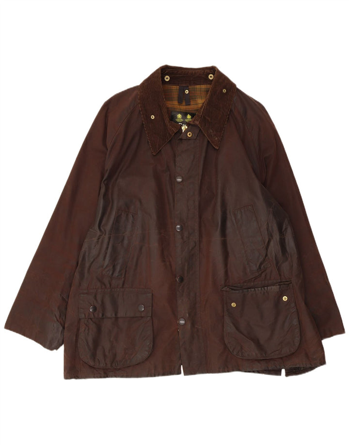 BARBOUR Mens Bedale Waxed Cotton Jacket Size 52 2XL Brown Cotton