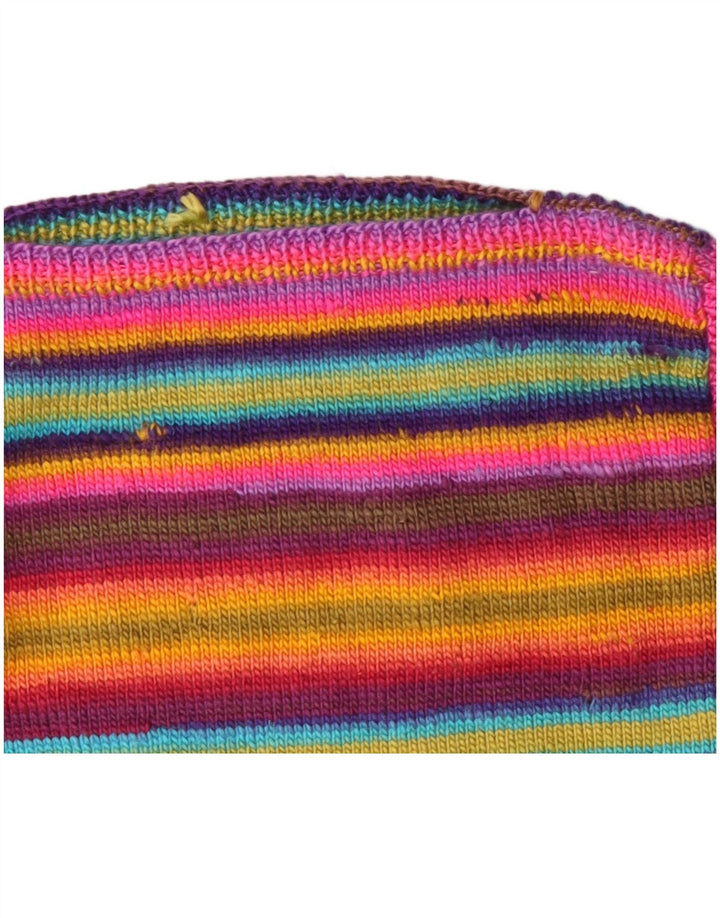 VINTAGE Womens Boat Neck Jumper Sweater UK 12 Medium Multicoloured Striped