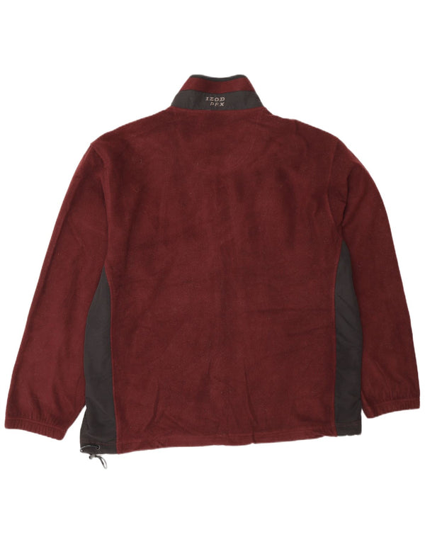 Izod Mens Fleece Jacket UK 42 XL Burgundy Colourblock Polyester