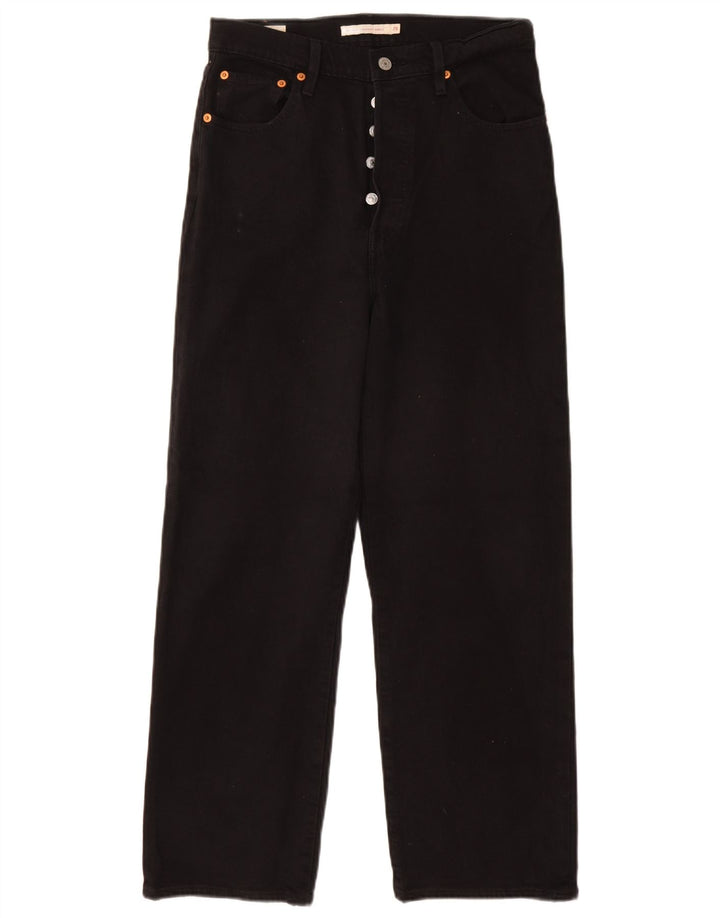 LEVI'S Womens Ribcage High Rise Straight Jeans W29 L27 Black Cotton