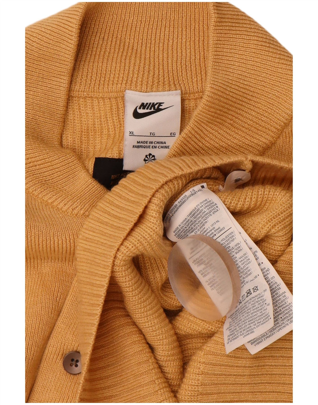 NIKE Mens Button Neck Jumper Sweater XL Beige Polyester