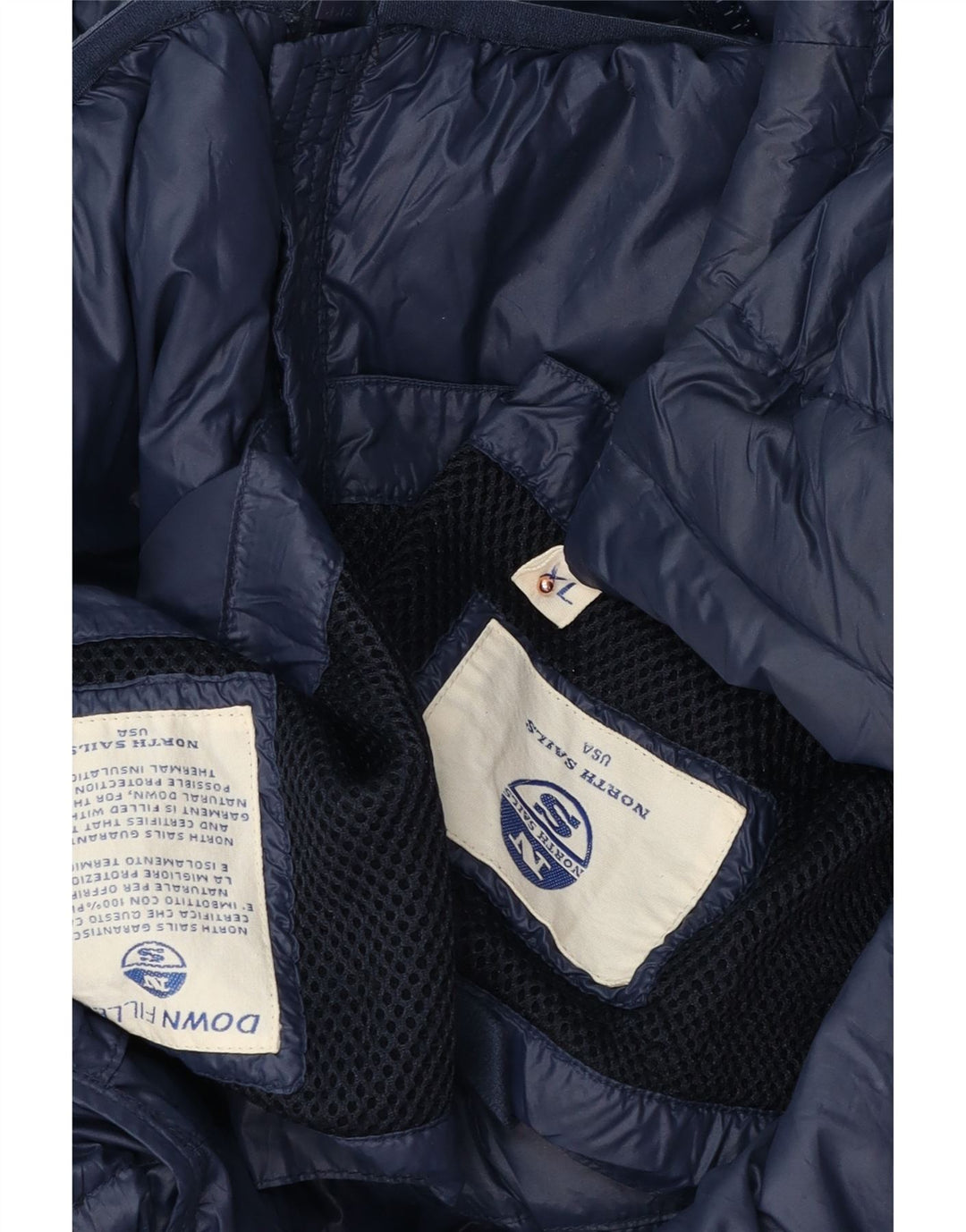 NORTH SAILS Mens Hooded Padded Jacket UK 42 XL Navy Blue Polyamide