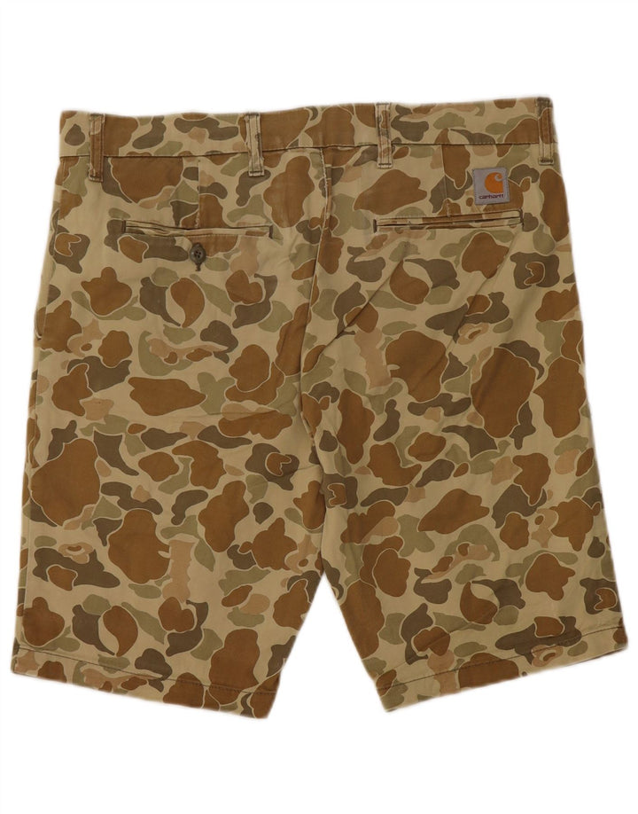CARHARTT Mens Bermuda Chino Shorts W32 Medium  Khaki Camouflage Cotton