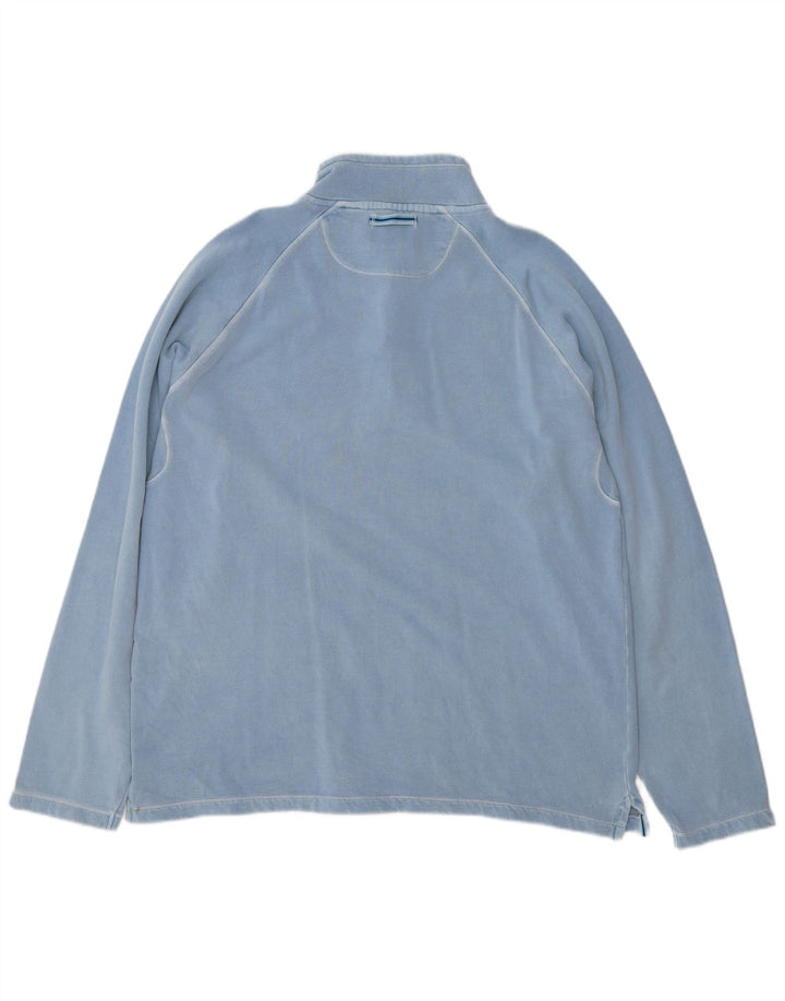 Fat Face Mens Button Neck Sweatshirt Jumper Large Blue Cotton