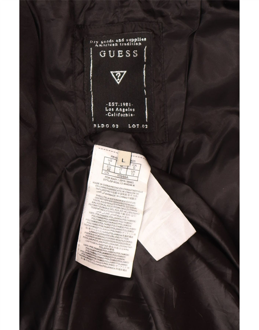 Guess Womens Padded Coat UK 12 Medium Black Polyamide