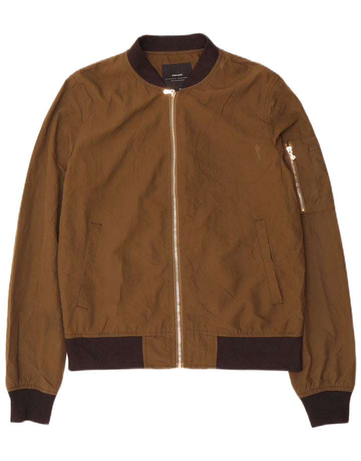 Zara Womens Oversized Bomber Jacket UK 6 XS Brown