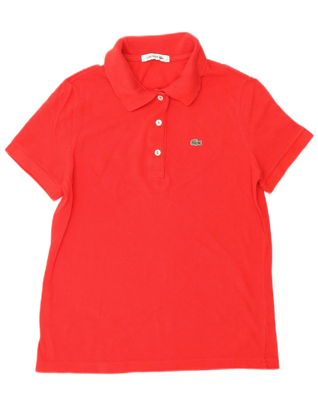 LACOSTE Womens Polo Shirt Size 38 Medium Red Cotton