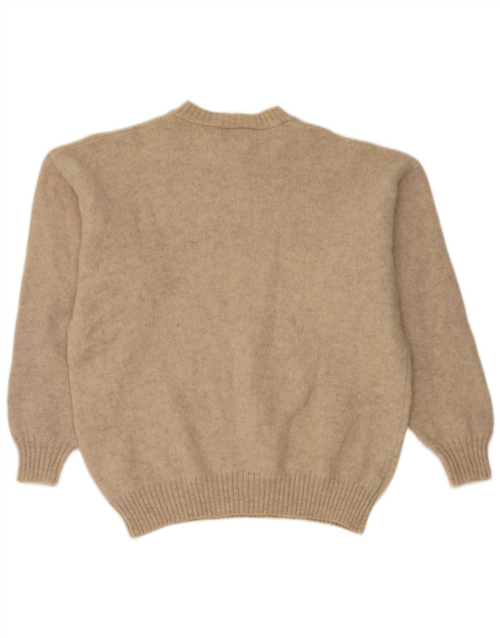 Think Pink Mens Crew Neck Jumper Sweater Large Beige Flecked