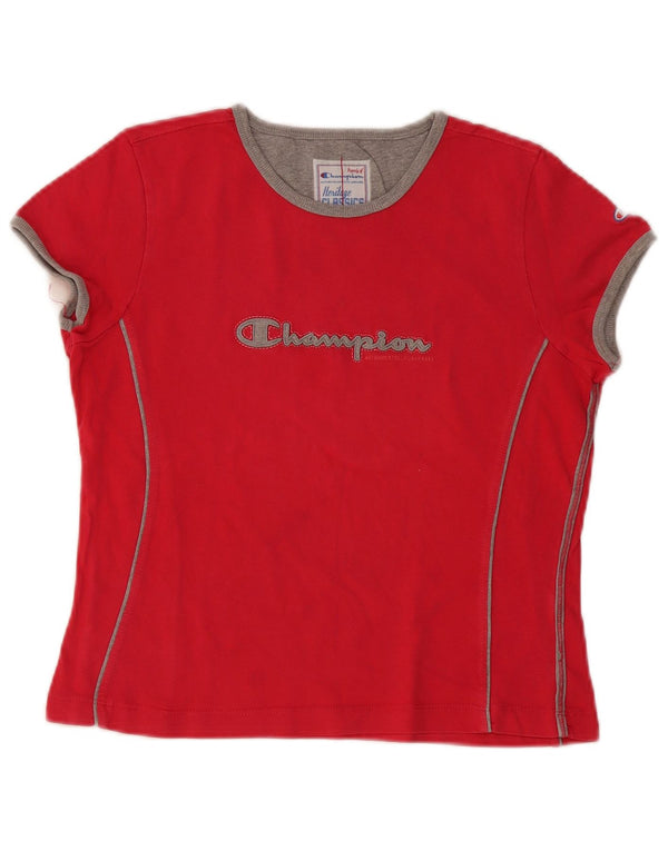 Champion Womens Heritage Classics Graphic T-Shirt Top UK 12 Medium Red
