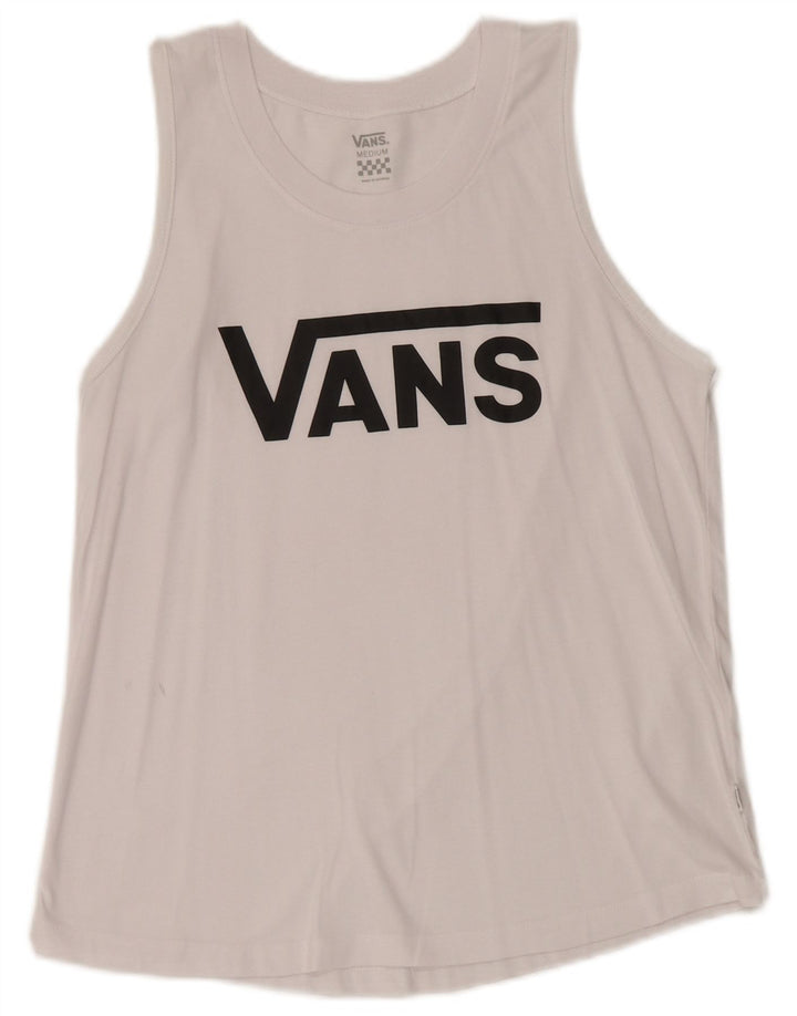 VANS Womens Graphic Vest Top UK 12 Medium White