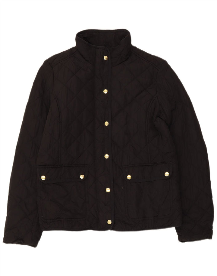 J. CREW Womens Quilted Jacket UK 10 Small Black Polyester