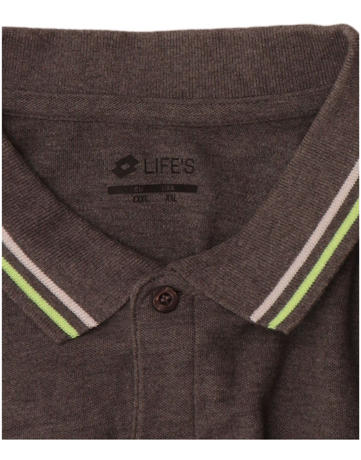 LOTTO Mens Polo Shirt 2XL Grey Cotton