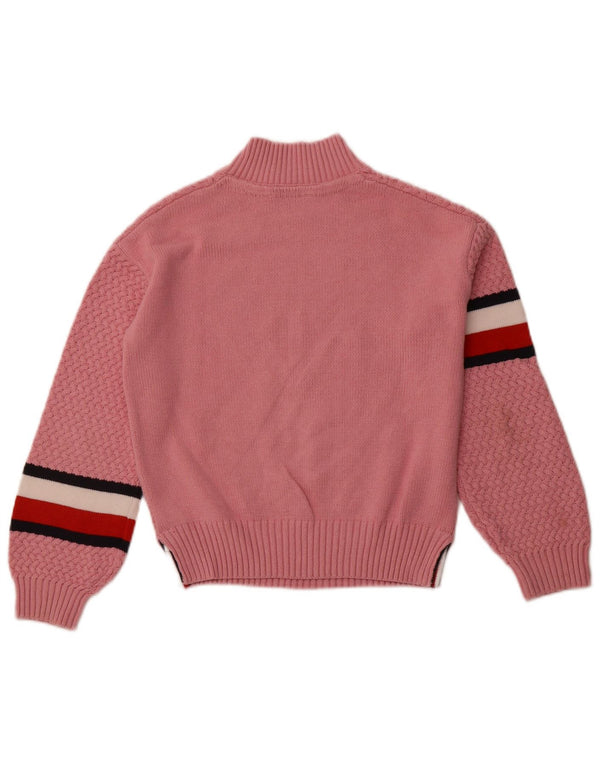 TOMMY HILFIGER Girls Turtle Neck Jumper Sweater 11-12 Years Pink Striped