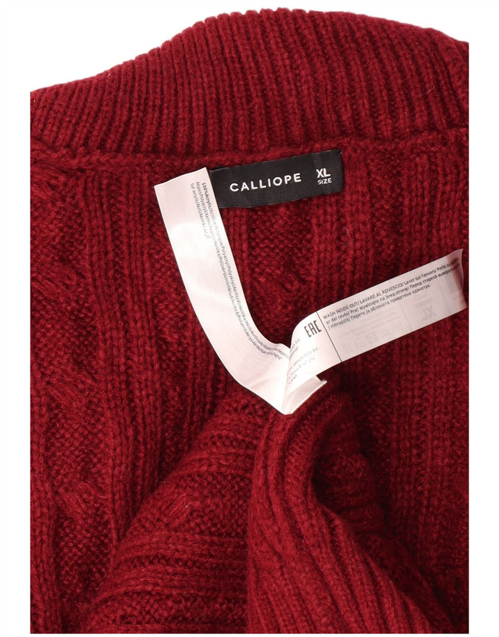 Calliope Mens Roll Neck Jumper Sweater XL Burgundy Acrylic