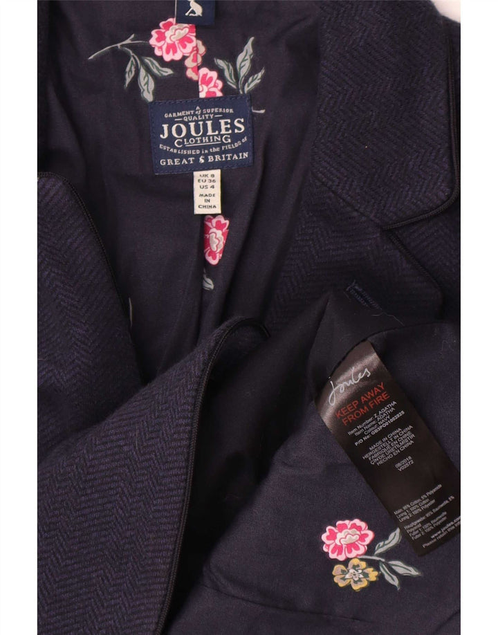Joules Womens 2 Button Blazer Jacket UK 8 Small Navy Blue Herringbone