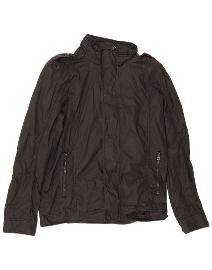 ZARA Mens Military Jacket UK 42 XL Black Cotton