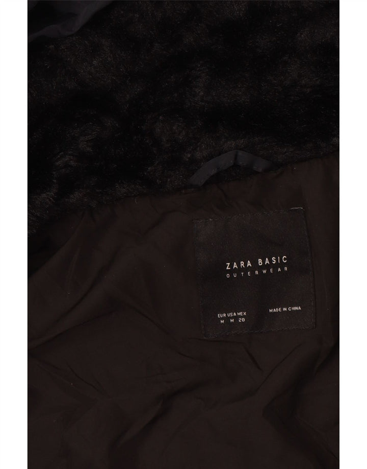 ZARA Womens Padded Coat UK 14 Medium Navy Blue Polyester