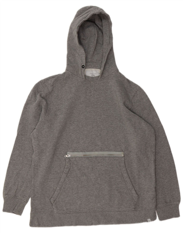 JACK & JONES Mens Graphic Hoodie Jumper Large Grey Cotton