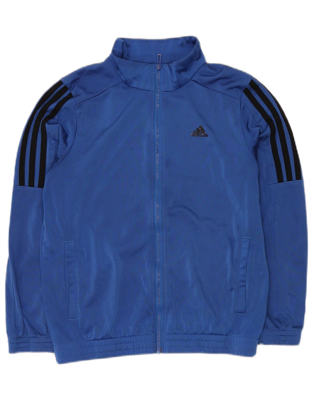 ADIDAS Boys Tracksuit Top Jacket 11-12 Years Blue Polyester