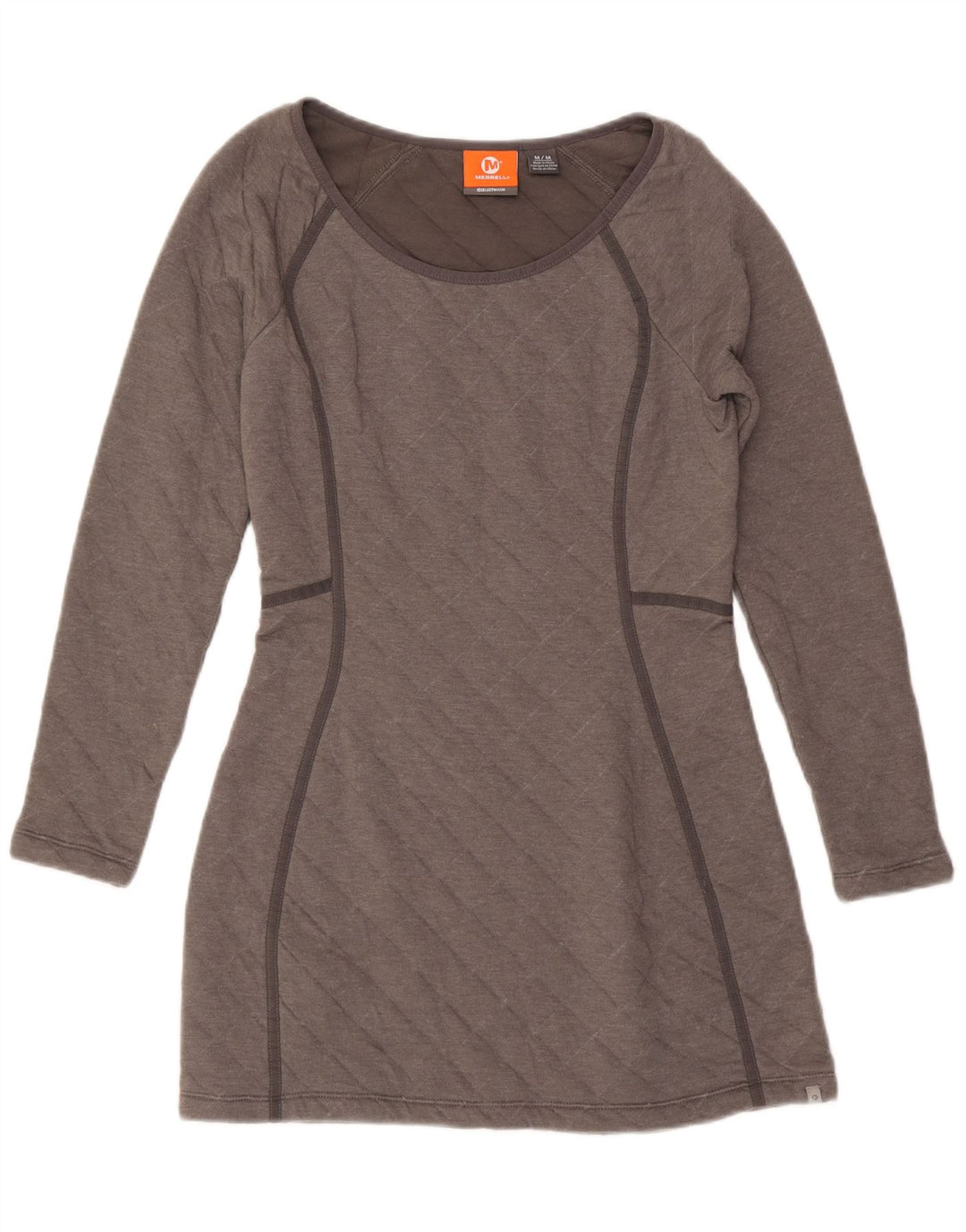 MERRELL Womens Long Sleeve Basic Dress UK 12 Medium Grey Check Cotton Vintage Merrell and Second-Hand Merrell from Messina Hembry 
