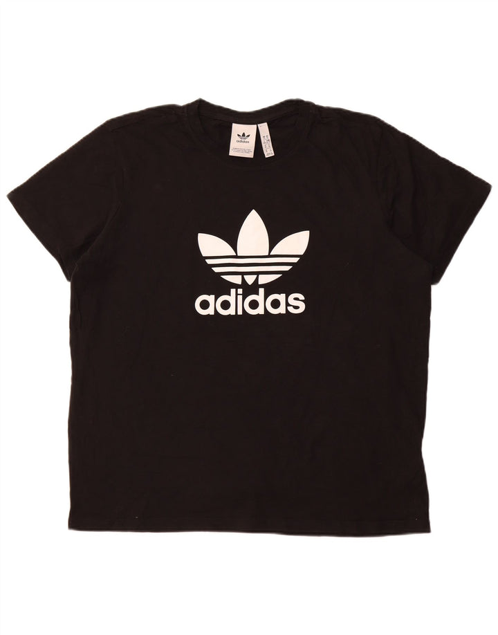 ADIDAS Womens Graphic T-Shirt Top UK 18 XL Black Cotton