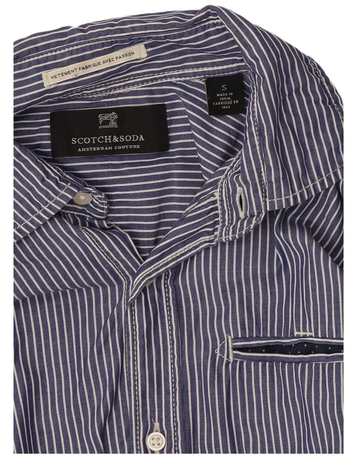 Scotch & Soda Mens Shirt Small Blue Striped Cotton