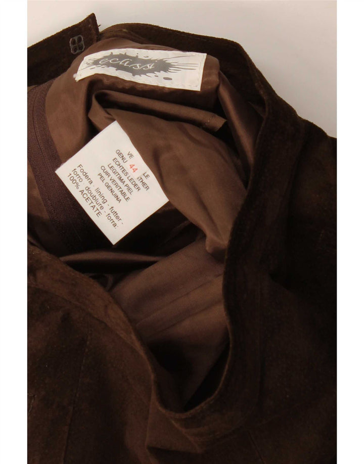 Vintage Womens Suede Skirt IT 44 Medium W28 Brown Leather