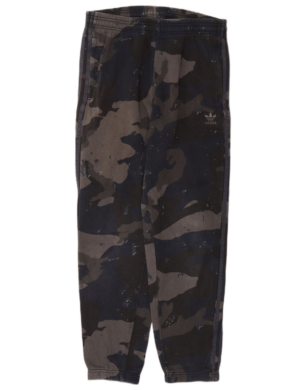 ADIDAS Mens Tracksuit Trousers Joggers Large  Navy Blue Camouflage Cotton