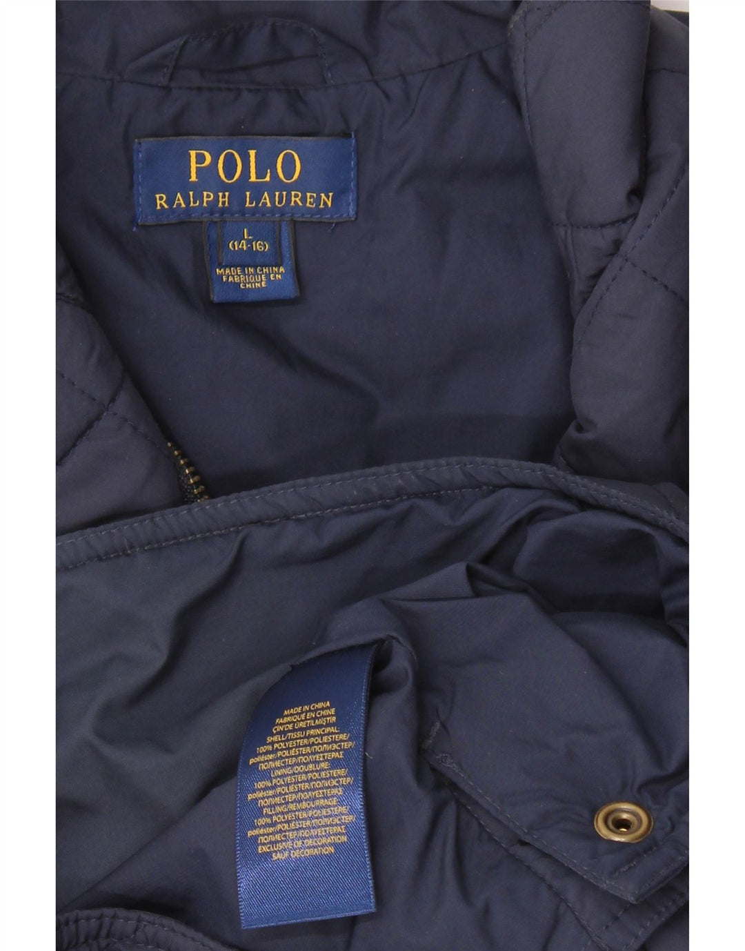 Polo Ralph Lauren Boys Quilted Gilet 14-15 Years Large Navy Blue Polyester