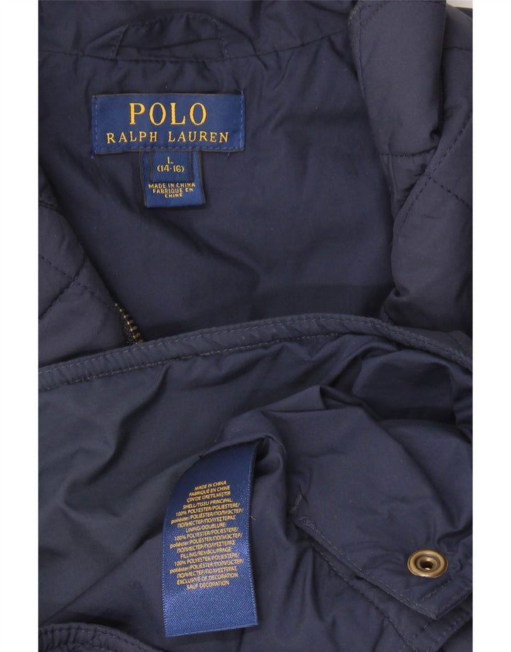 Polo Ralph Lauren Boys Quilted Gilet 14-15 Years Large Navy Blue Polyester
