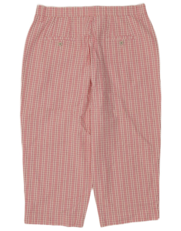 LEE Womens High Waist Capri Trousers US 16 2XL W34 L20 Pink Check Cotton