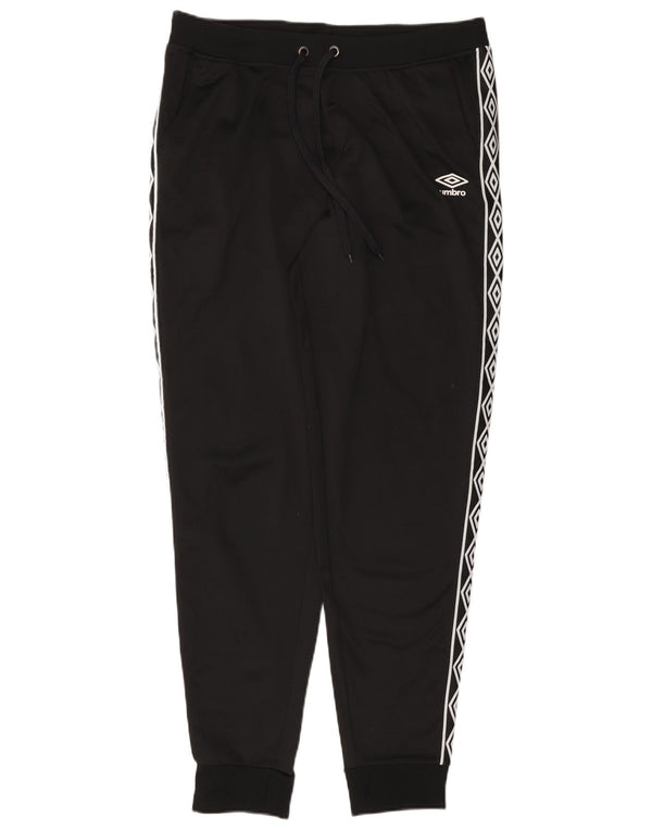 UMBRO Mens Graphic Tracksuit Trousers Joggers Large Black Polyester