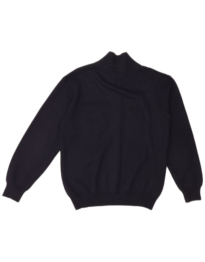 Vintage Mens Full Zip Cardigan Sweater Medium Navy Blue