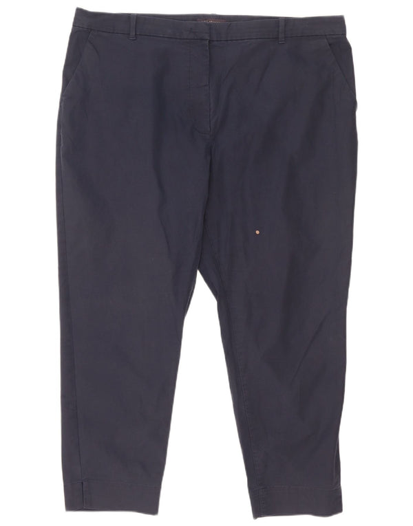 Marks & Spencer Womens Slim Fit Cropped Trousers UK 18 XL W38 L25 Navy Blue