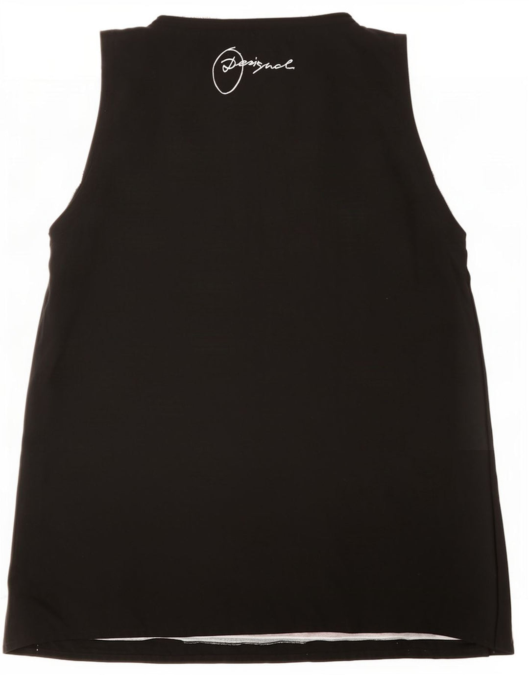 Desigual Womens Graphic Vest Top UK 12 Medium Black Geometric Polyester