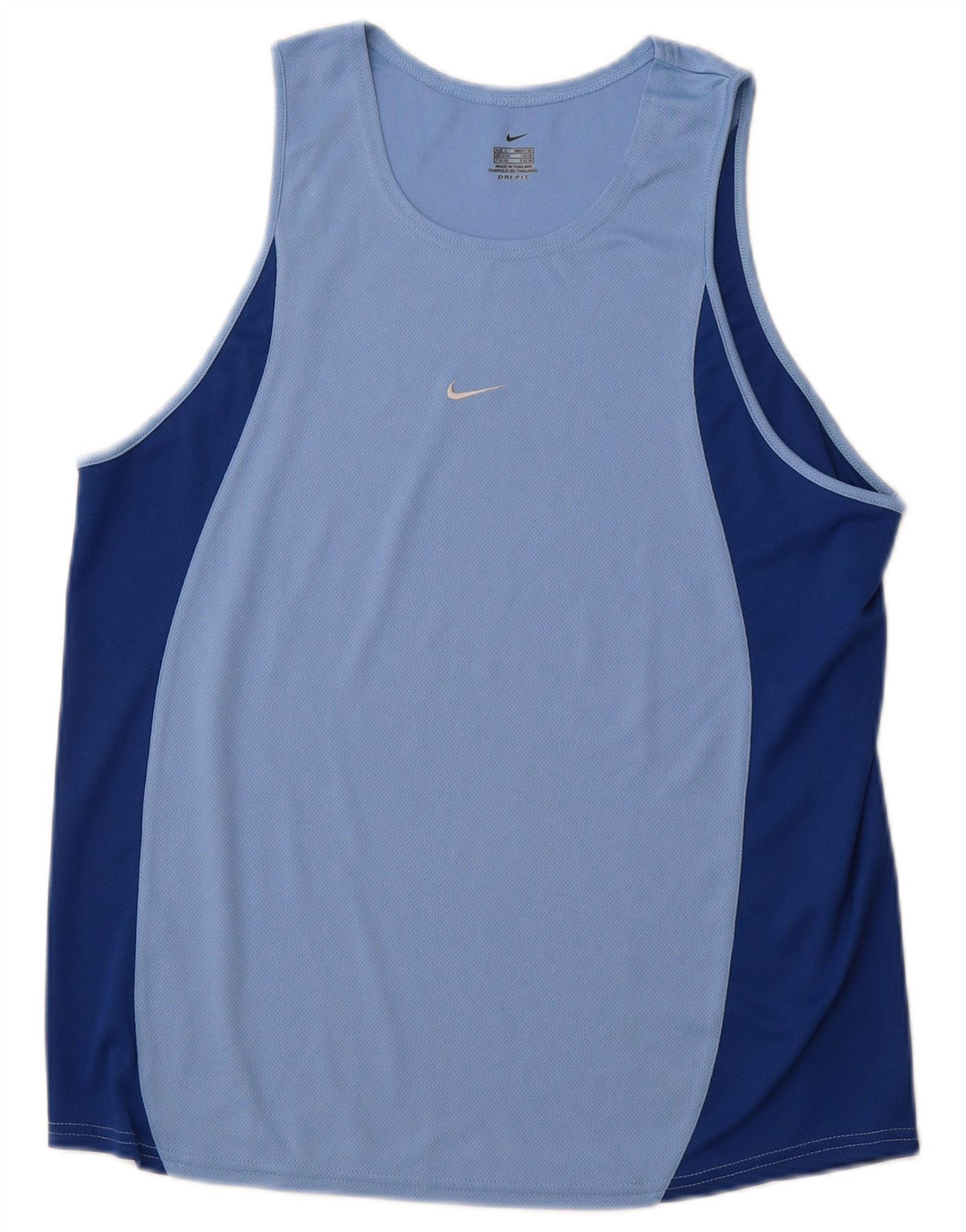 NIKE Mens Dri Fit Vest Top UK 42/44 Large Blue Colourblock Polyester