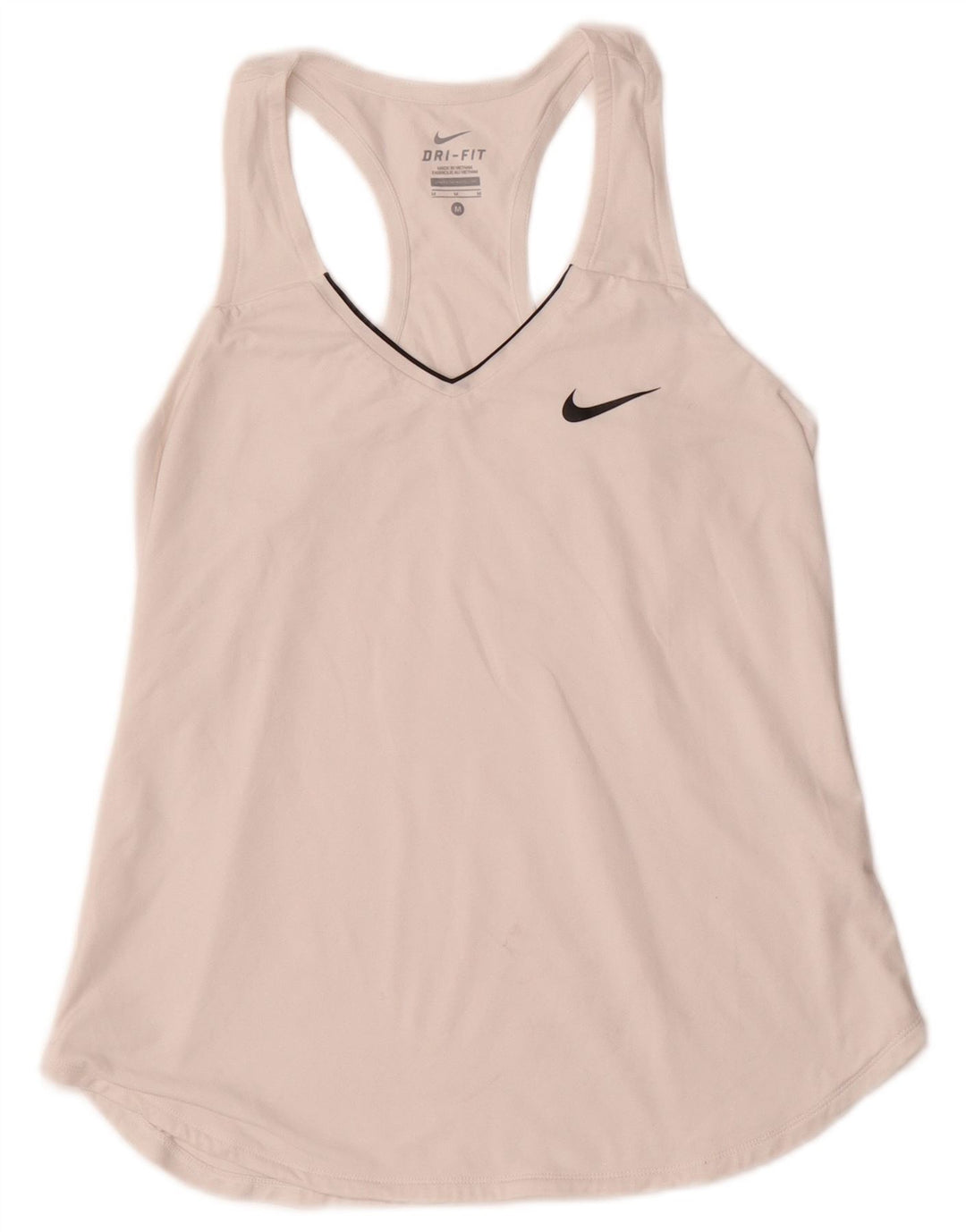 NIKE Womens Dri Fit Vest Top UK 12 Medium White Polyester