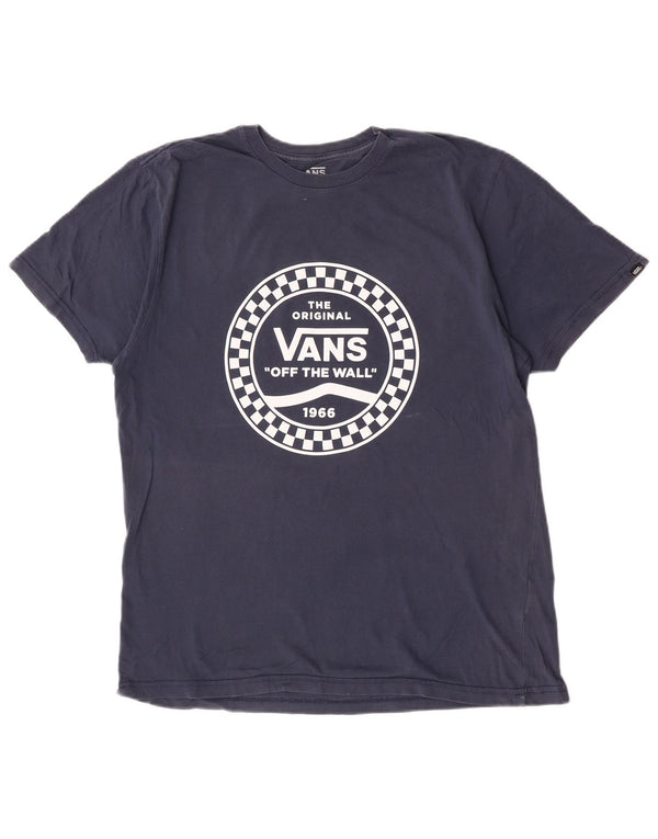 Vans Mens Slim Fit Graphic T-Shirt Top Large Navy Blue Cotton