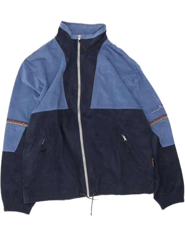 Great Escapes Mens Velour Full Tracksuit EU 56 XL Navy Blue Colourblock