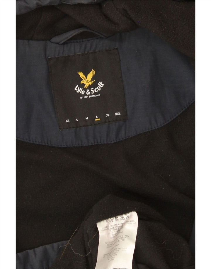 LYLE & SCOTT Mens Hooded Windbreaker Jacket UK 40 Large Navy Blue Nylon