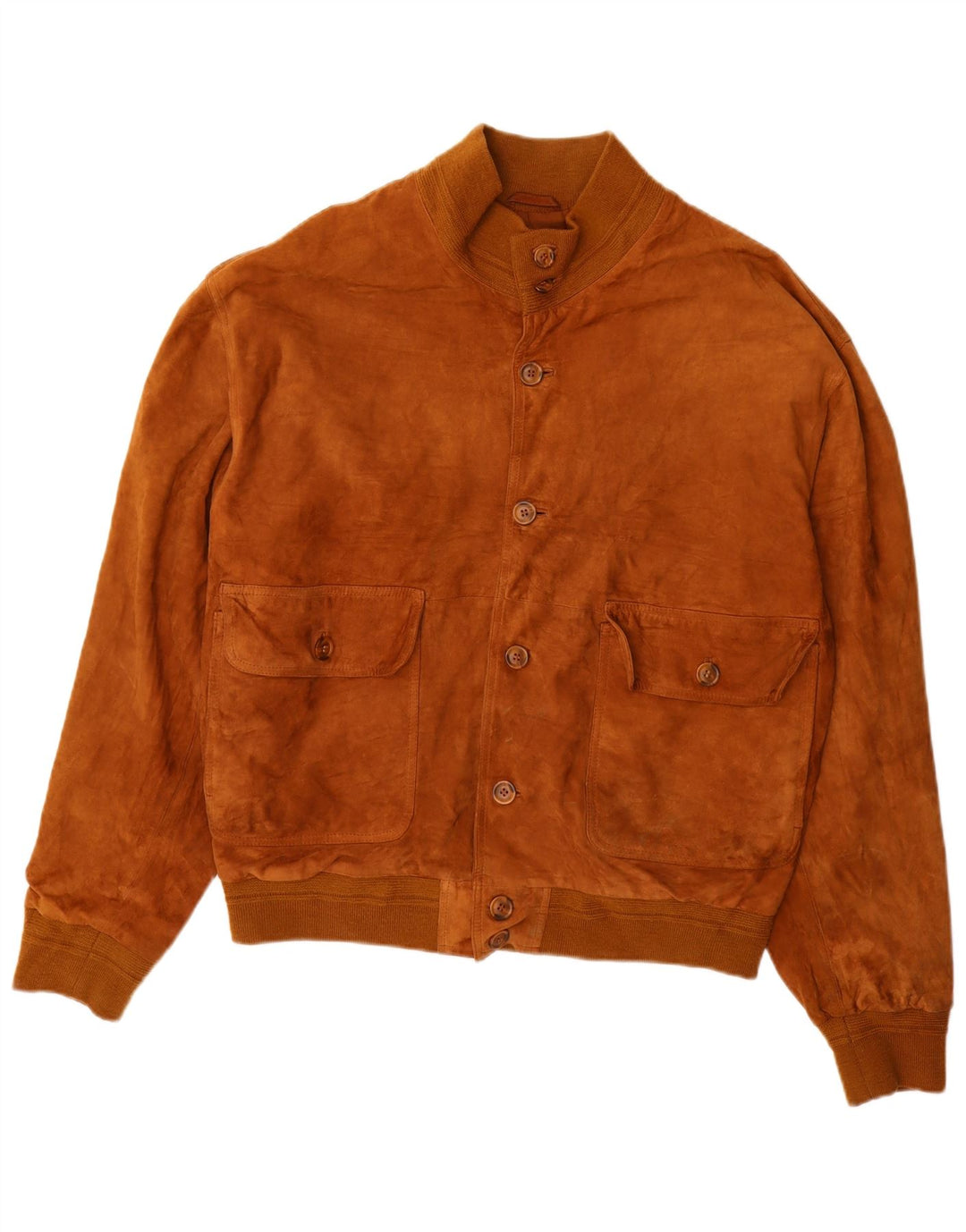 VINTAGE Mens Suede Bomber Jacket IT 52 XL Brown Leather