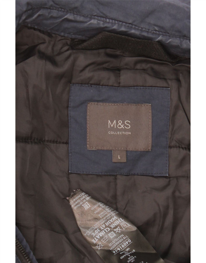 Marks & Spencer Mens Windbreaker Jacket UK 40 Large Navy Blue Polyester
