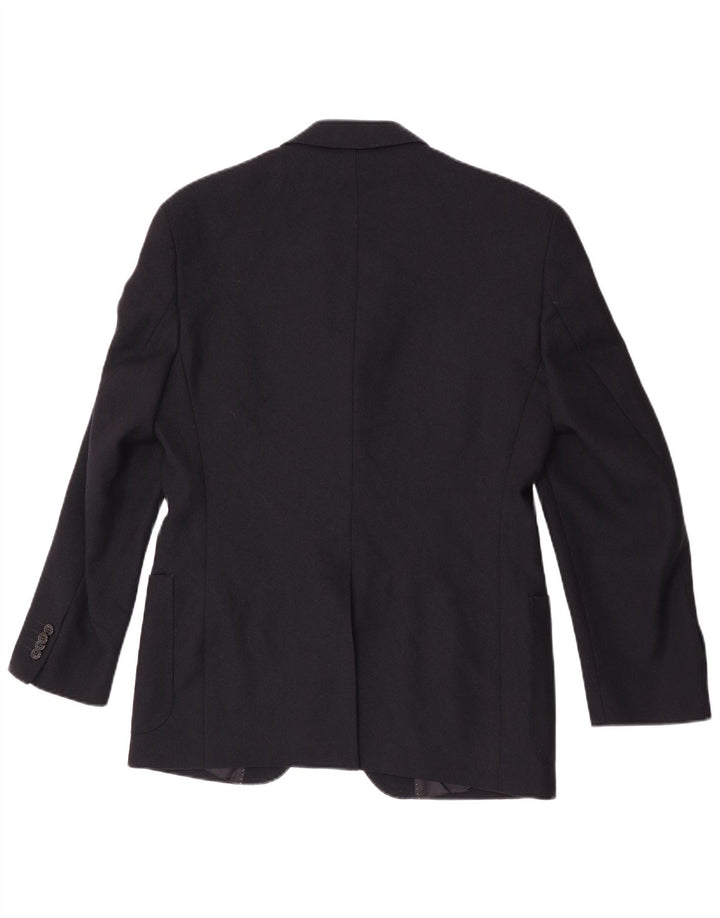 Seventy Mens 3 Button Blazer Jacket IT 46 Small Navy Blue Virgin Wool