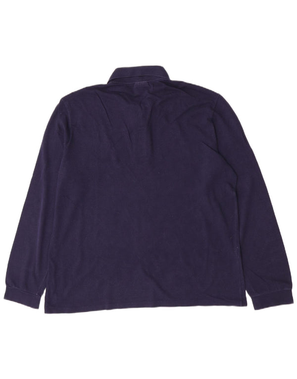 Lacoste Mens Long Sleeve Polo Shirt Size 5 Large Navy Blue Cotton
