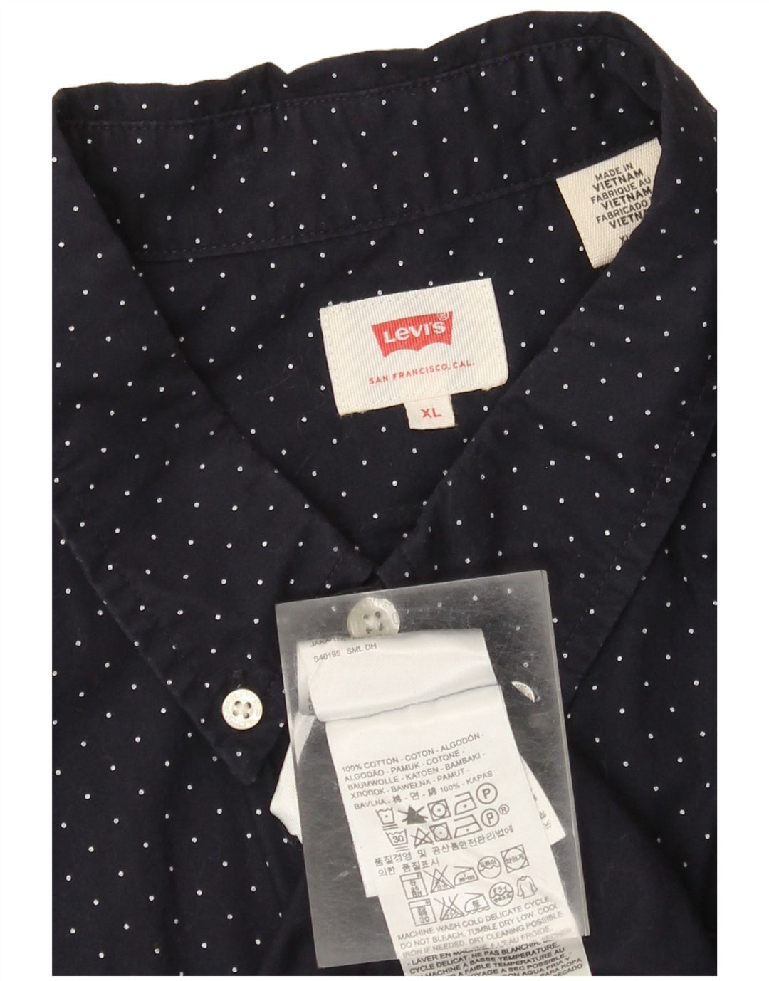 Levi's Mens Shirt XL Navy Blue Spotted Cotton